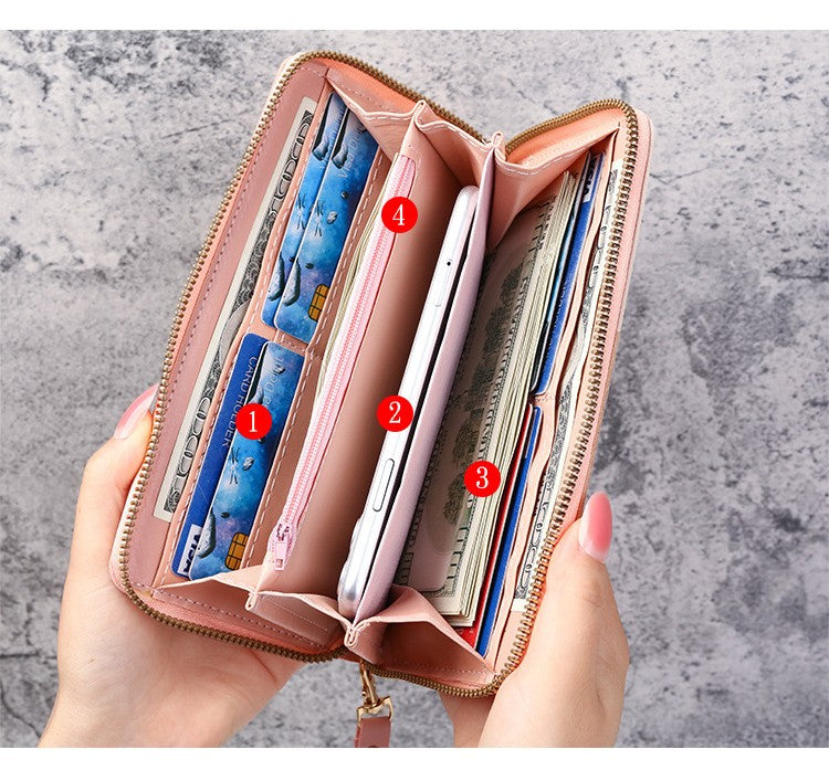Large Women's Zip Around Wallet Clutch with Phone Pocket